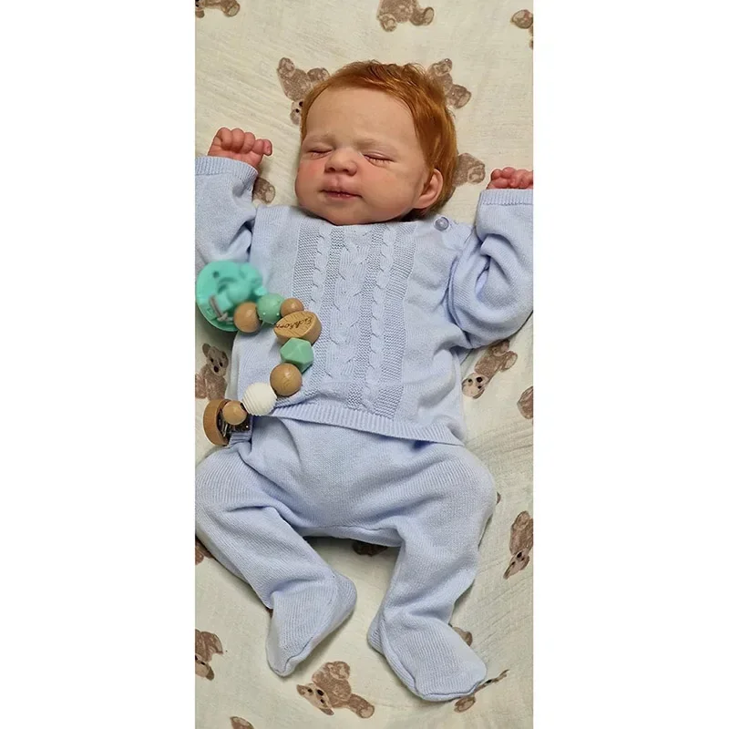 

48cm Reborn Baby Sleeping Doll Pascale Hand-Rooted Red Hair with 3D Skin Visible Veins Collectible Art Doll