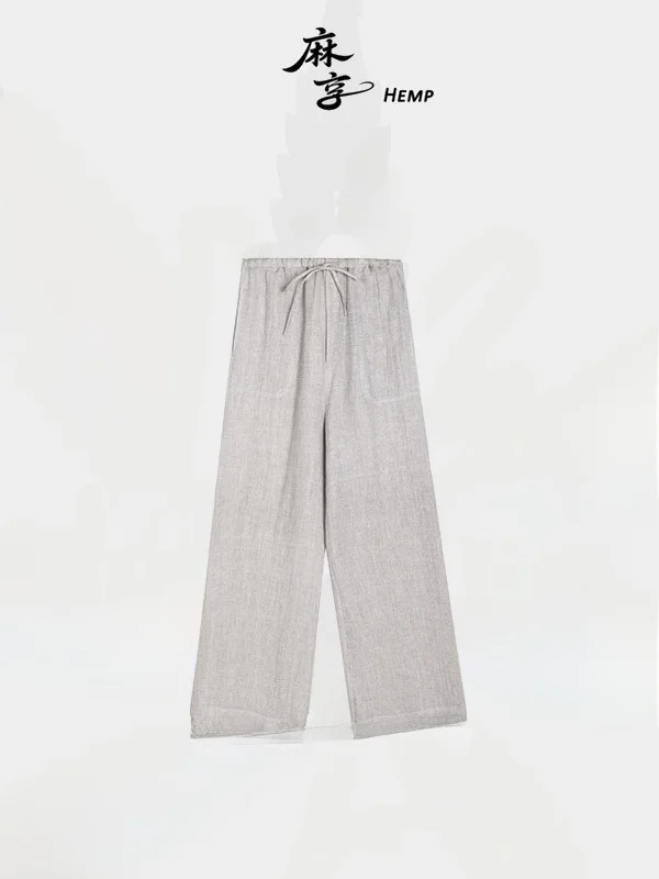 

Loose Linen Straight Leg Casual Pants Women's Summer Faion Comfortable l Waist Trousers Casual Loose Fit Trousers
