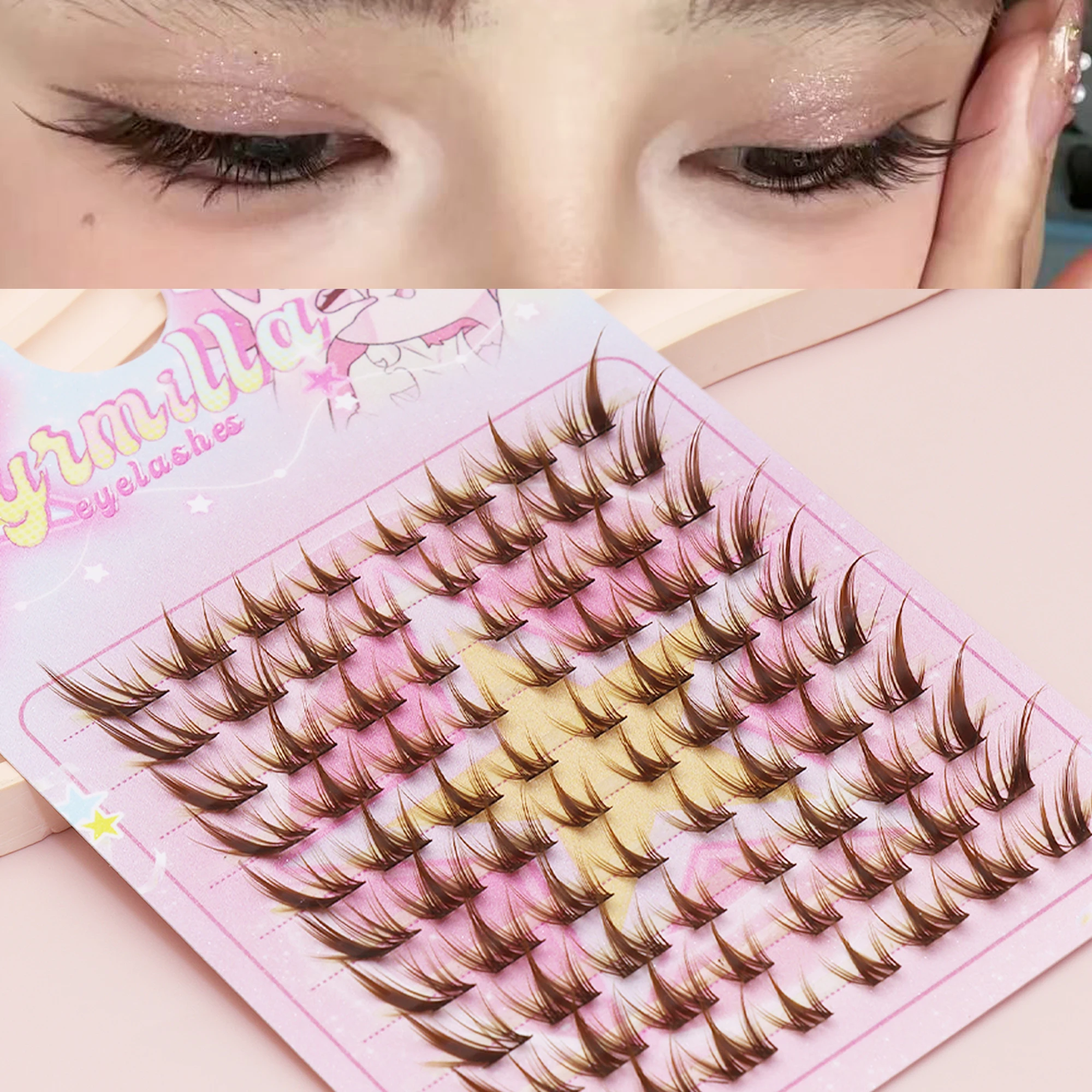 

80 cluster Brown Fox Eye Tail False Eyelash wedding party and dates eyelashes for daily makeup
