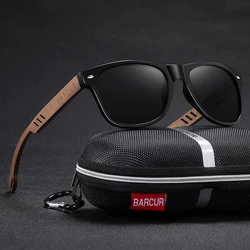 BARCUR Black Walnut Sunglasses for Men Wood Sun Glasses Man Eyeglasses Polarizing Glasses UVA&B Protection Eyewear ECO-Friendly