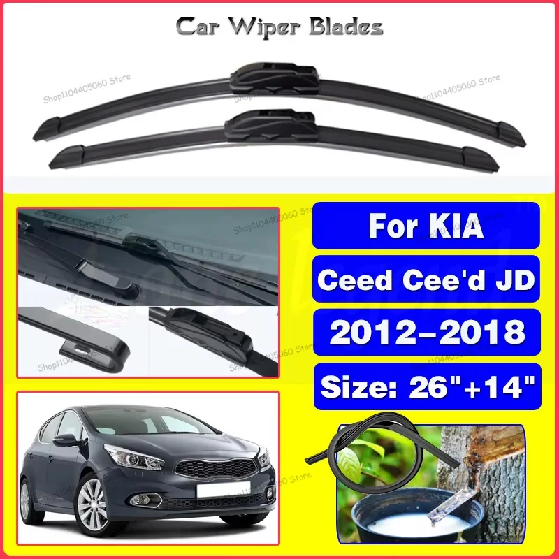 

Car Wiper For KIA Ceed Cee'd JD 2012-2018 Front Wiper Blades Soft Rubber Windscreen Wipers Auto Windshield 26"+14" 650mm + 350mm