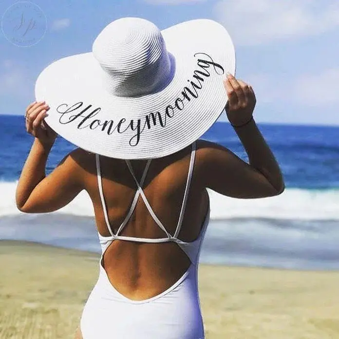 

Personalized Honeymoon Beach Floppy Hats Bridesmaid Custom Name Just Married Bachelorette Sun Hat Wedding Favor Bride Mrs Gifts