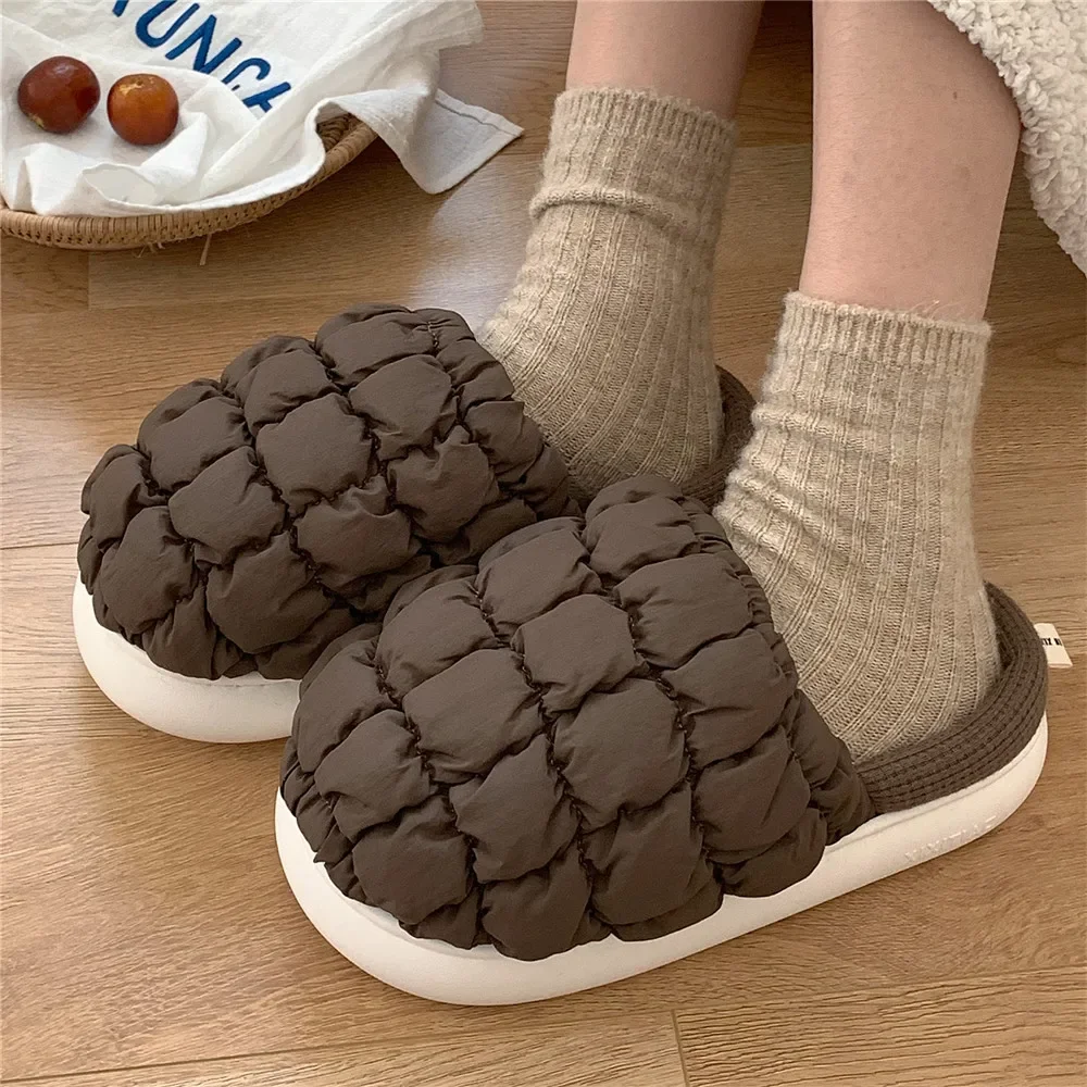 Women's winter home leisure warm non-slip fashion soft-bottomed cotton slippers plaid bag head style cotton slippers