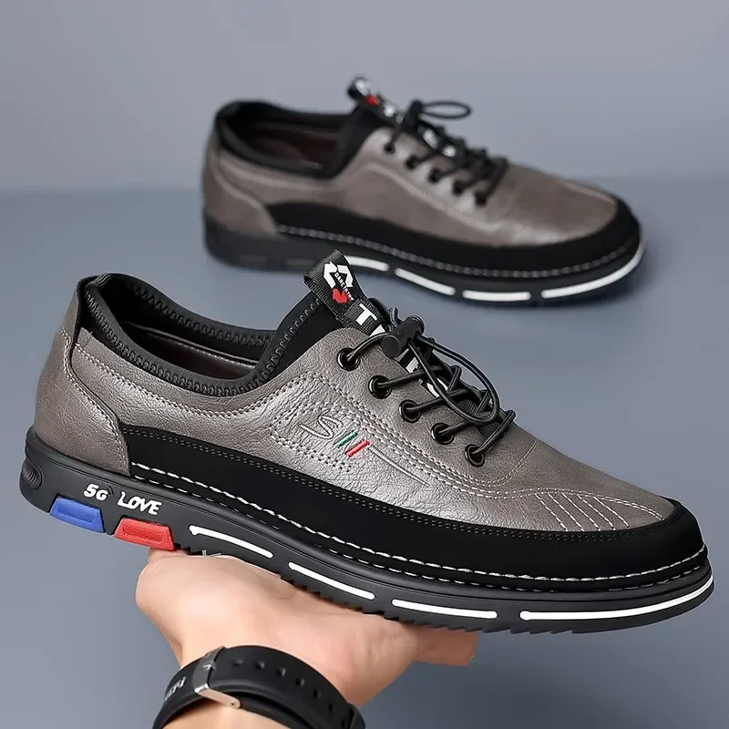 Echt leder Herren Freizeit schuhe hochwertige Herren Turnschuhe Gummiband Wanderschuhe für Herren Luxus formelle Büro Oxfords