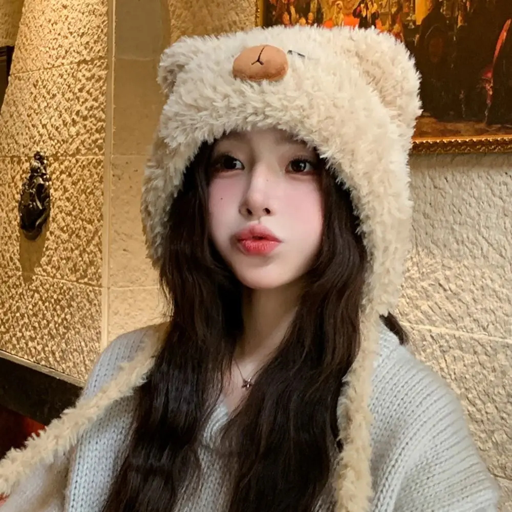

Sweet Cartoon Capybara Pullover Hat Elastic Thickened Animals Ears Beanie Hat Solid Color Kawaii Woolen Hat Apparel Accessories