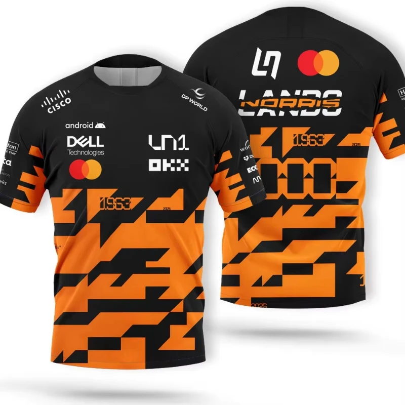 Lando Norris 1 Driver Fans 1000 Summer 3D Children's T-shirt 2026 New Style Quick-Drying Breathable Sports Clothing