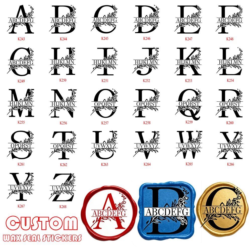 

Personalized Monogram Wax Seals Stickers Custom Wax Seals Self-Adhesive Stickers for Diy Wedding Envelope Invitation Gift Cards