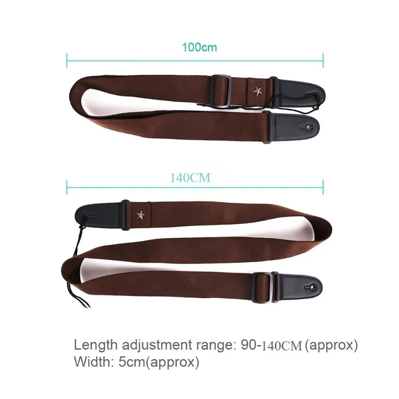 Wear Resistant Acoustic Bass Thicken Shoulder Belt Parts Anti Slip Adjustable Length Guitar Strap Star Embellish Soft Durable