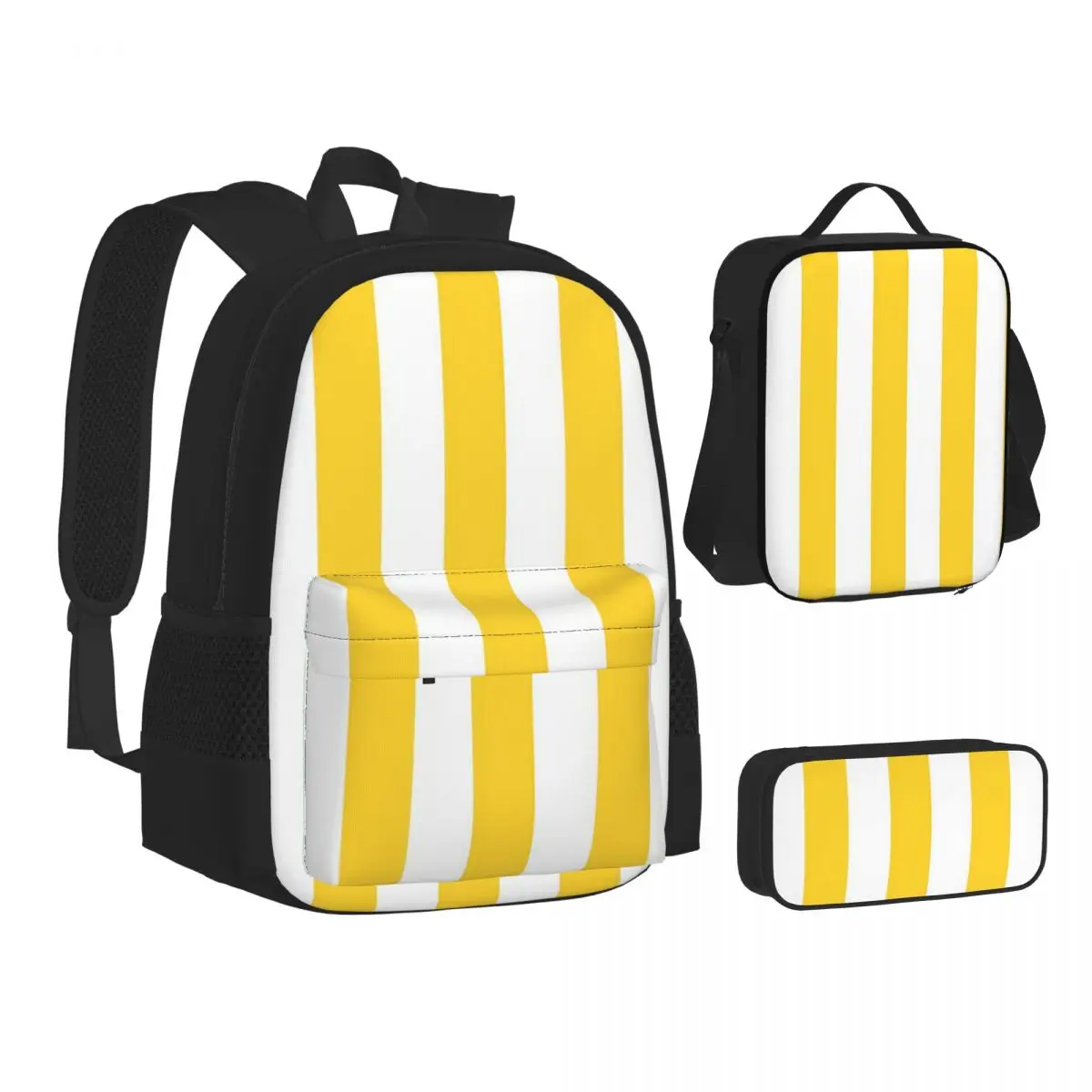 

Stripes Narrow Stripe Backpacks Students Bookbag School Bags Children Rucksack Lunch Bag Pen Bag Three-Piece Set
