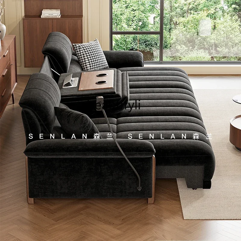 182C أريكة كهربائية قابلة للسحب وظيفة ذكية Chenier المخملية الإيطالية الرجعية مستلق والنوم سرير أريكة من القماش ثنائي الغرض