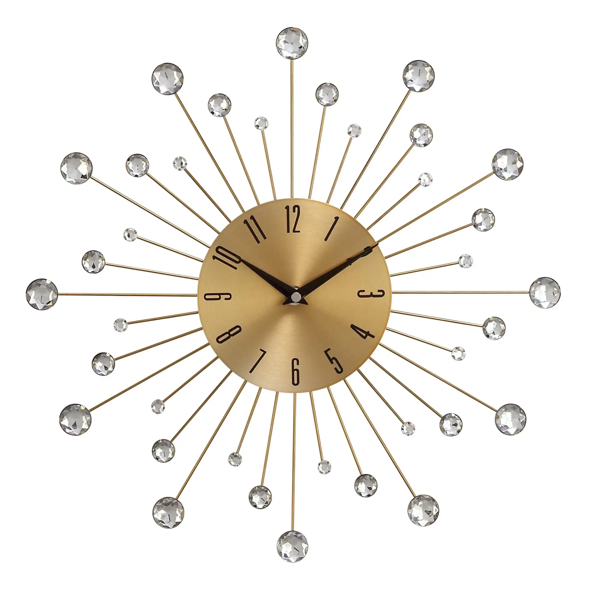 

Gold Metal Glam Wall Clock, 15” L X 0.5” W X 15” H, Features Starburst Design