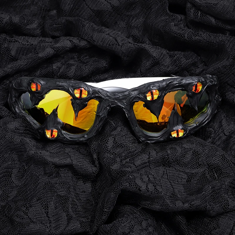 

New Y2K Handmade Drip Glue Accessories Vintage Sunglasses Women Trendy Large Square Cool Punk Sun Eyewears Halloweens Cosplay