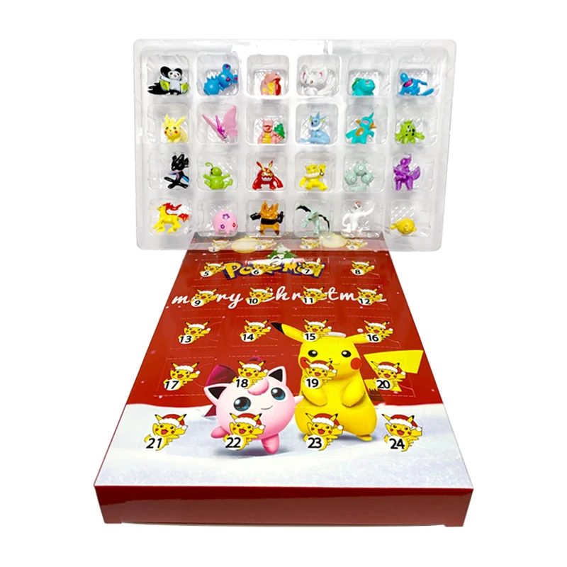 24 unids/set figura de Pokémon calendario de Adviento de Navidad caja ciega regalo Pikachu Kawaii Pikachu Anime figura acción PVC modelo niños juguete