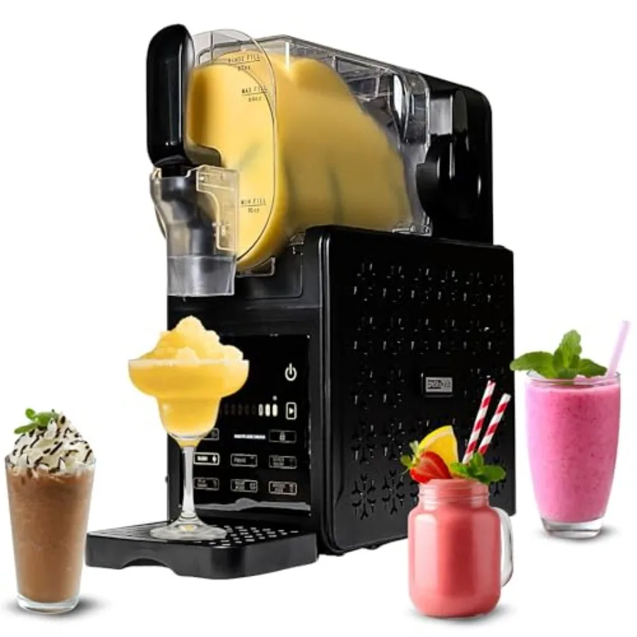 Macchina per bevande ghiacciate per bar domestici: acciaio inossidabile, nera, tecnologia RapidChill, non necessita di ghiaccio, contenitore da 85 oz, riempimento massimo 64 oz, slushie