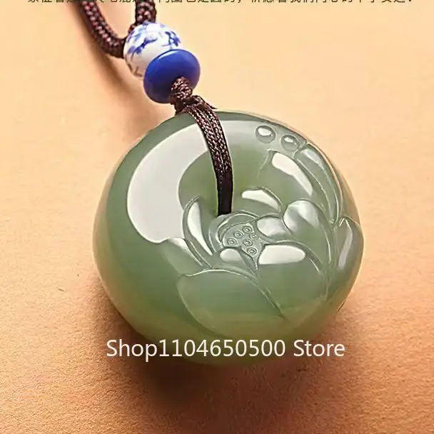 

Hetian Jade Sapphire Lotus Ping Мужская и женская нефритовая подвеска Нефритовая подвеска
