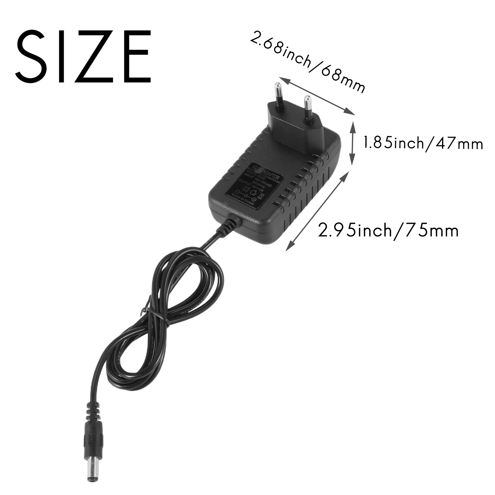 Pengisi daya catu daya konverter adaptor AC 100-240V A DC 9V 2A (colokan UE)