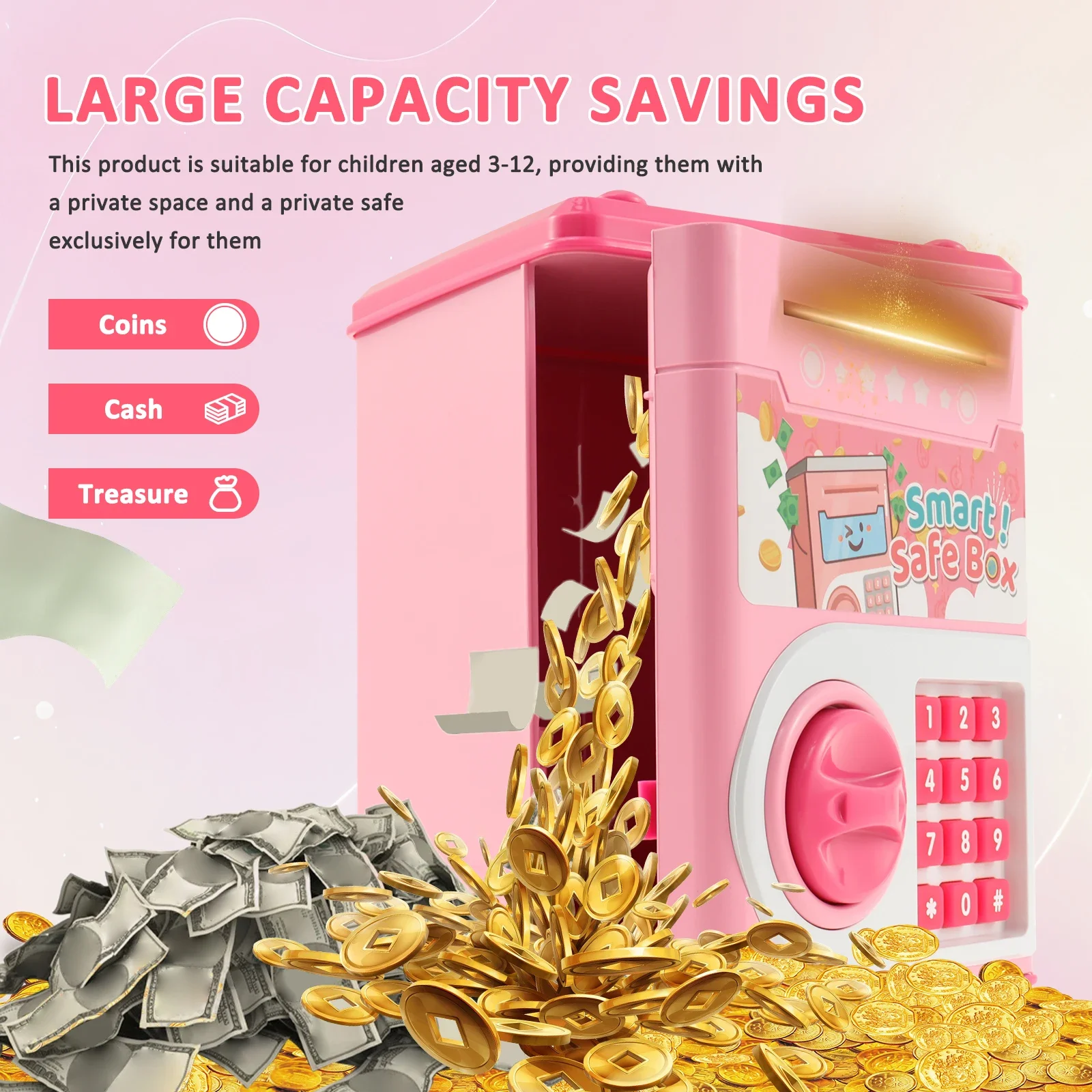 Tirelire automatique Mini coffre-fort pièces de monnaie économie d'argent tirelire mot de passe compteur Code serrure à clé banque de monnaie Atm semblant jouer enfant cadeau