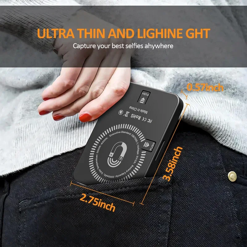 ANLAIKE XJ77 Магнитный мини-светодиодный светильник для селфи для iphone 13 14 15 16 Pro Max заполняющий светильник