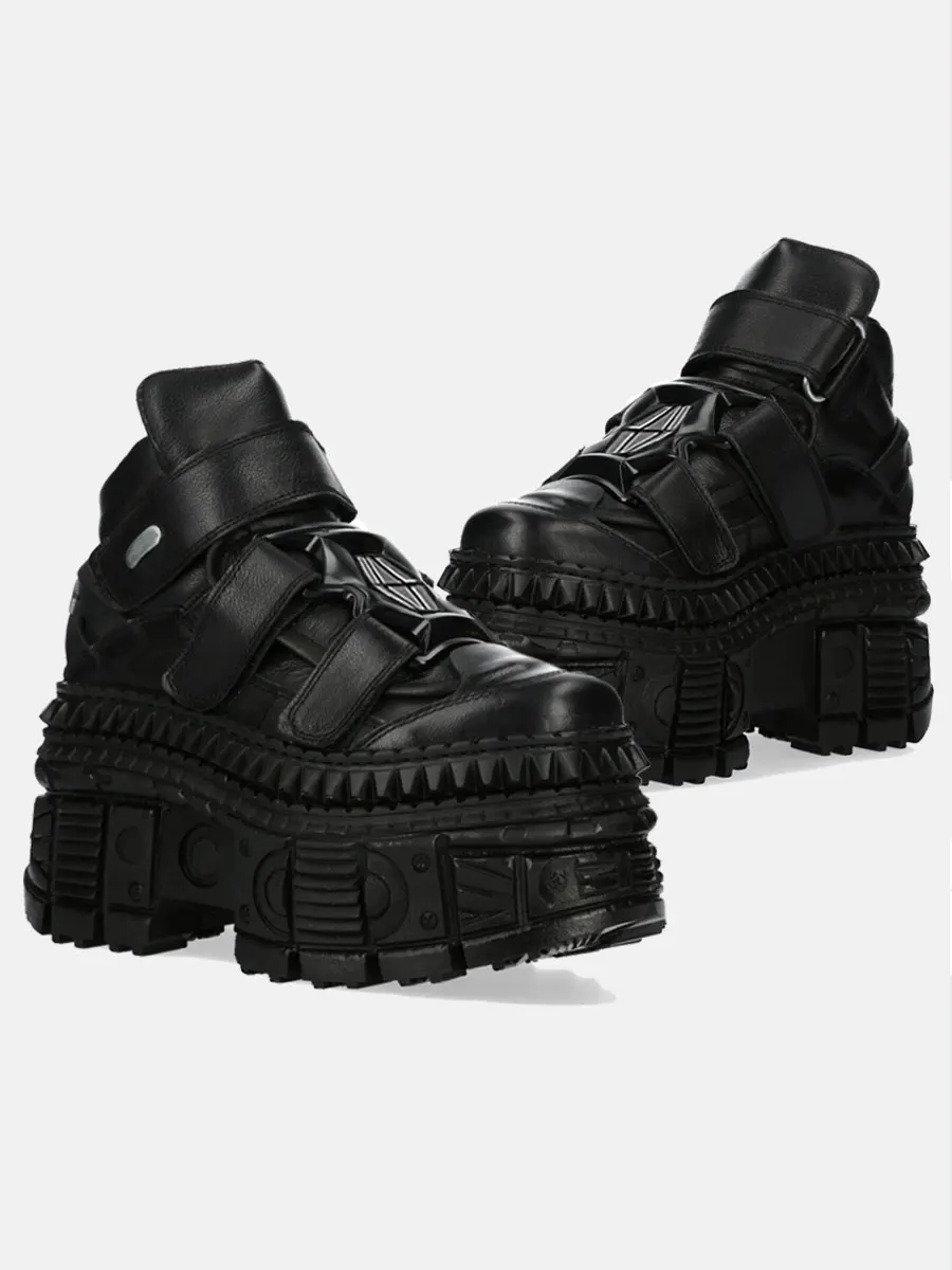Gothic Style Dark Avant-Garde Functional Platform Goth Small Leather Shoes Heavy Metal Rock High-Top Height Increasing Women's