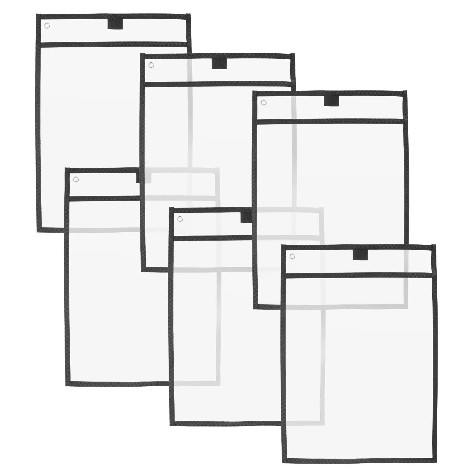 

6PCS Clear PVC Dry Erase Pockets Oversized Storage Bags Large Sleeves Stationery School Office Teaching Supplies