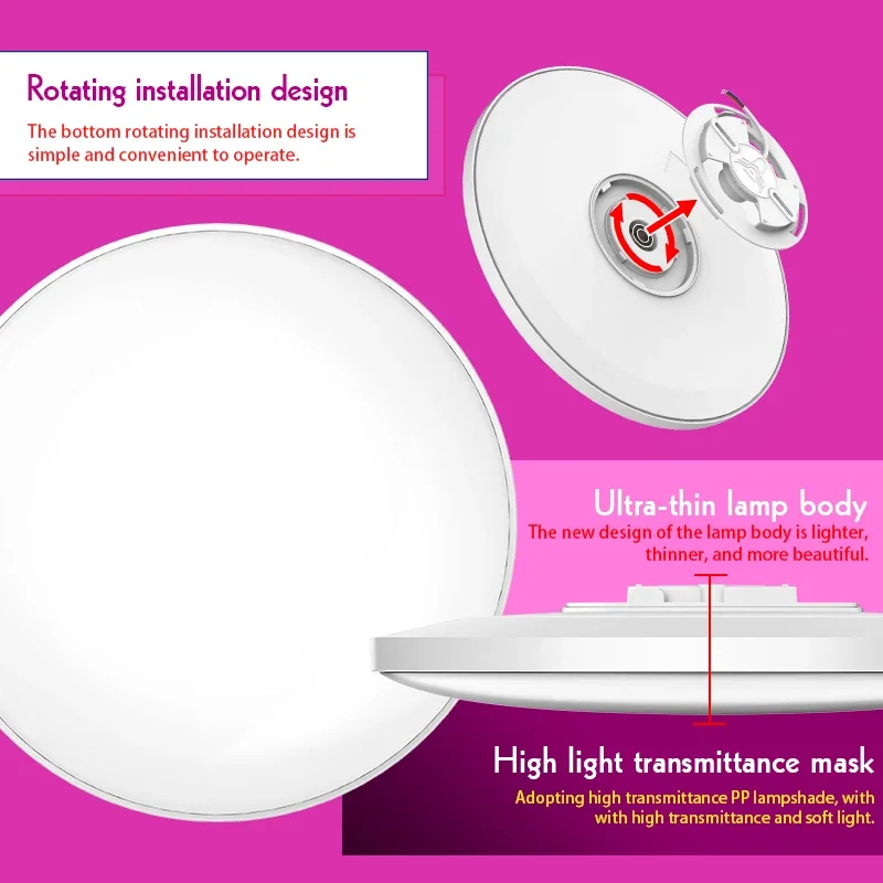 Imagem -04 - Rxmax-luz de Teto Redonda Ultra Fina Led 220v Branco Neutro Fresco Quente Lâmpada Interior Luz de Quarto 30w 40w