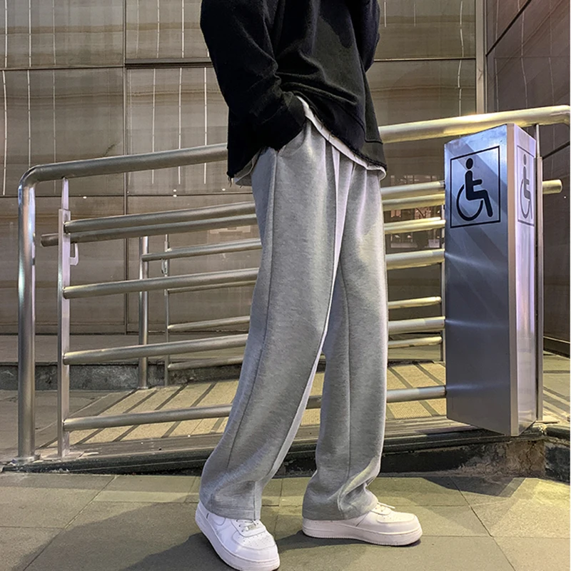 Moletom de harém coreano masculino, corredores monocromáticos, calça oversize, calça esportiva masculina, streetwear casual solto