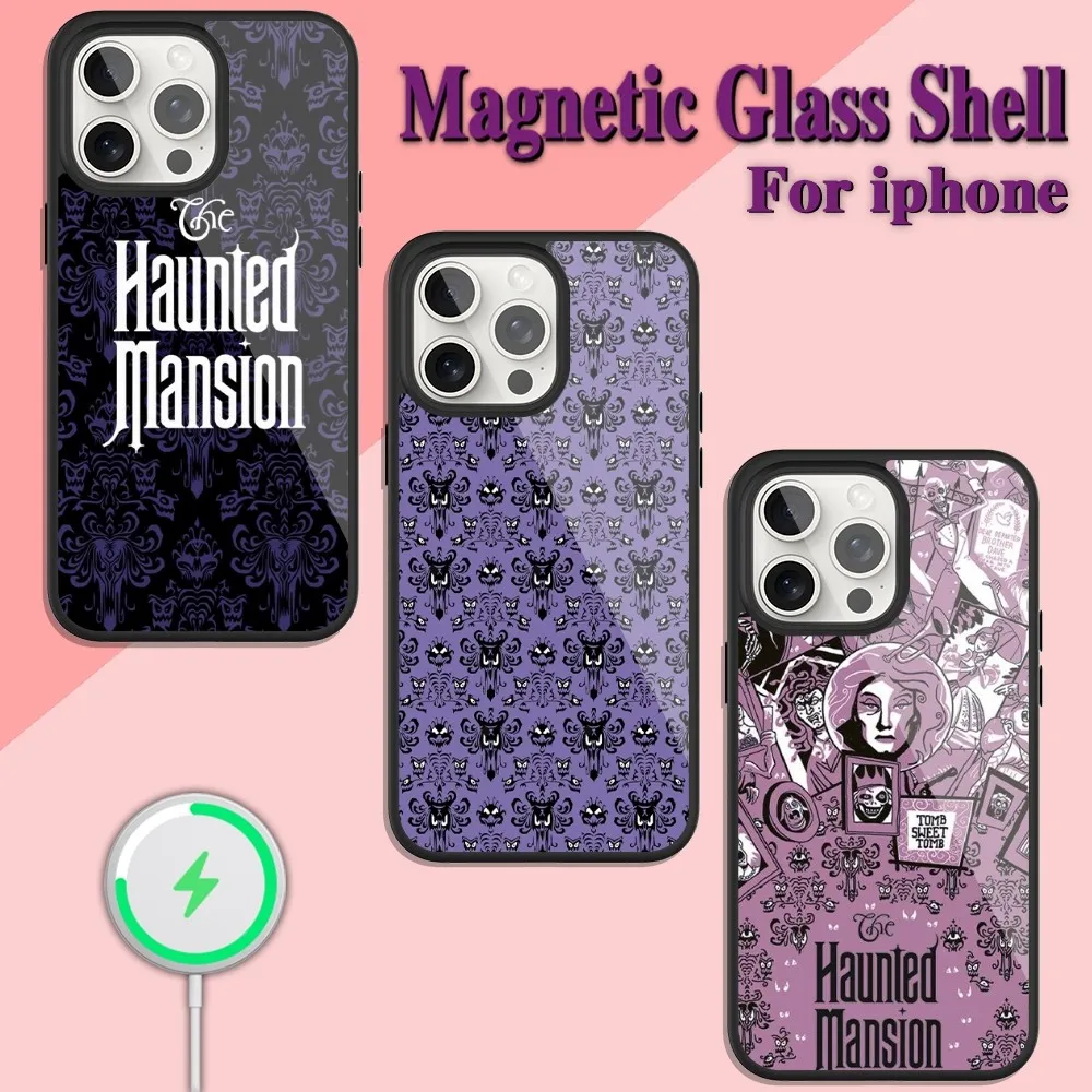 Haunted Movie Mansion Phone Case For iPhone Charging 13 14 15 11 12 Pro Max Plus Glass Magsafe Magnetic Shell