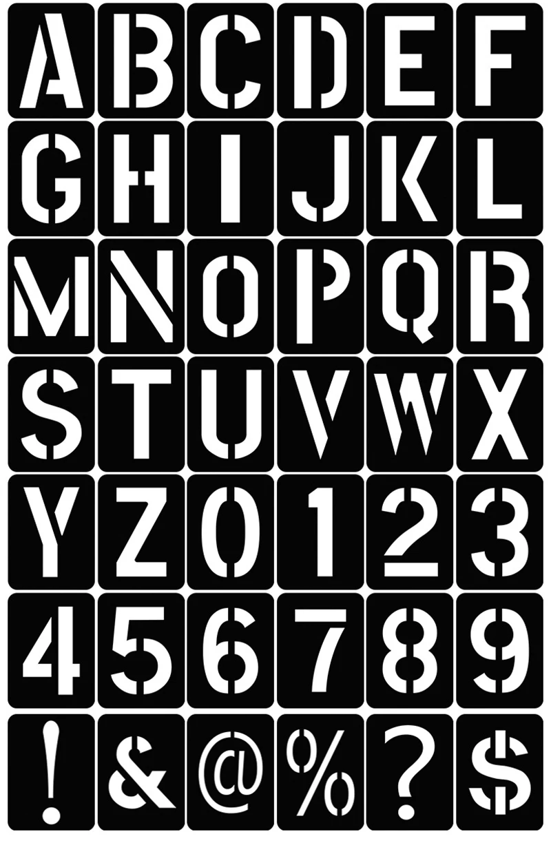 黒の透かし彫りとプラスチックの定規,印刷テンプレート,DIY壁家具,絵画ツール,文字と数字の記号,手作り,42ピース/セット