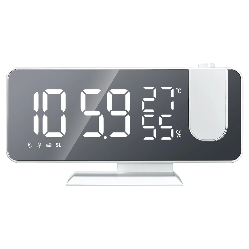 LED Projection Alarm Clock Table Radio Humidity Meter -hygrometer Plastic Weather Monitoring Clocks Forecast