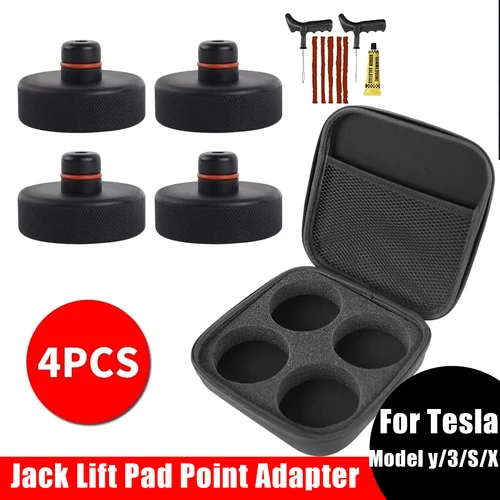 Imagen 1 del producto Almohadillas de elevación para Tesla Model 3 Y S X Highland 2024 2023 2022, accesorios, discos de goma, soportes de elevación de chasis, funda adaptadora, 4 Uds.