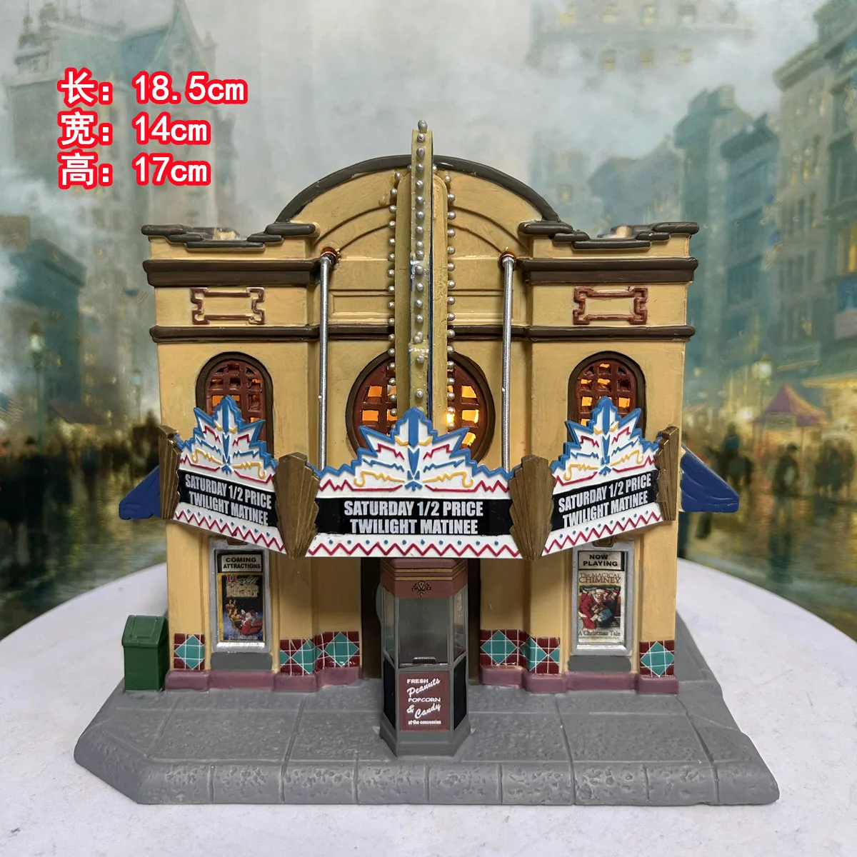 Lemax Ceramic Creative American Movie Theater Miniature Model Porcelain Building Architecture Scene Ornament Home Decor Gift