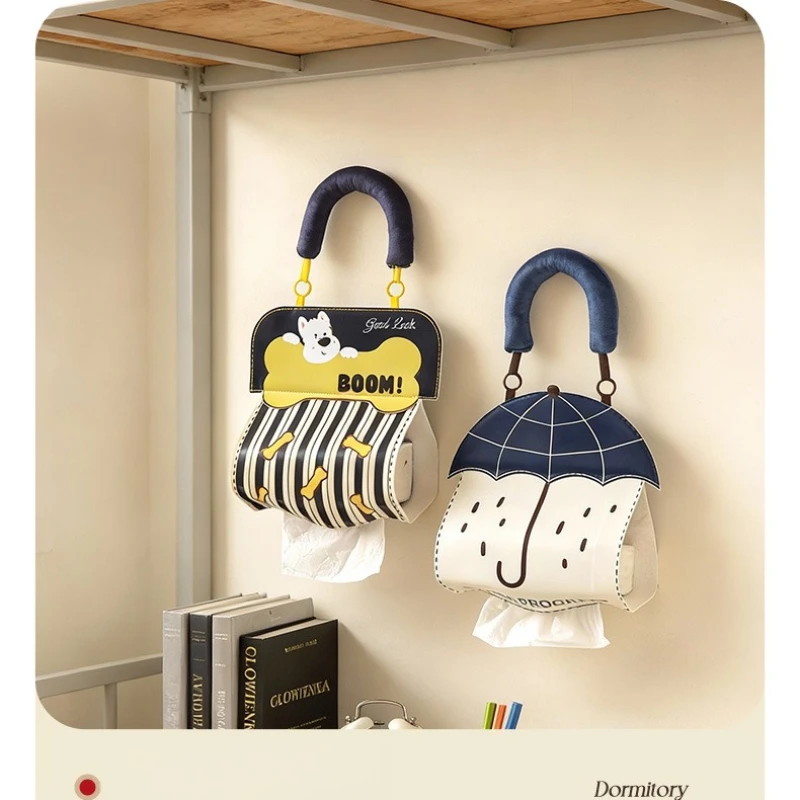 Cartoon Cute Hanging Tissue Hanging Bag Waterproof Wall Hanging Face Towel Roll Paper Pumping Box Toilet Tissue Bag Cover
