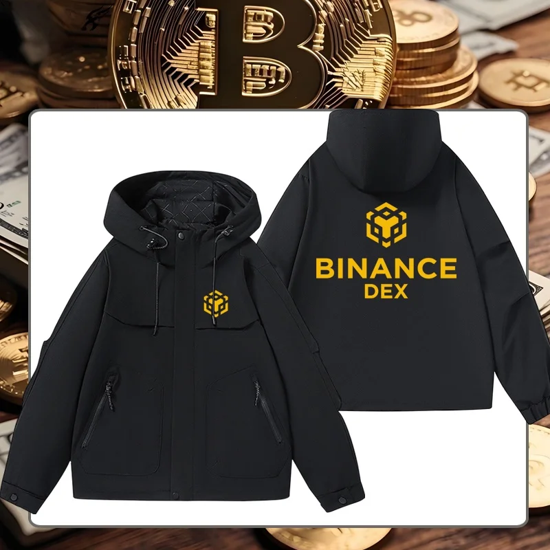 Binance Cryptocurrency Hooded Jacket Loose Fit Casual Wear Polyester Fiber Standard Size for Men And Women Daily Use