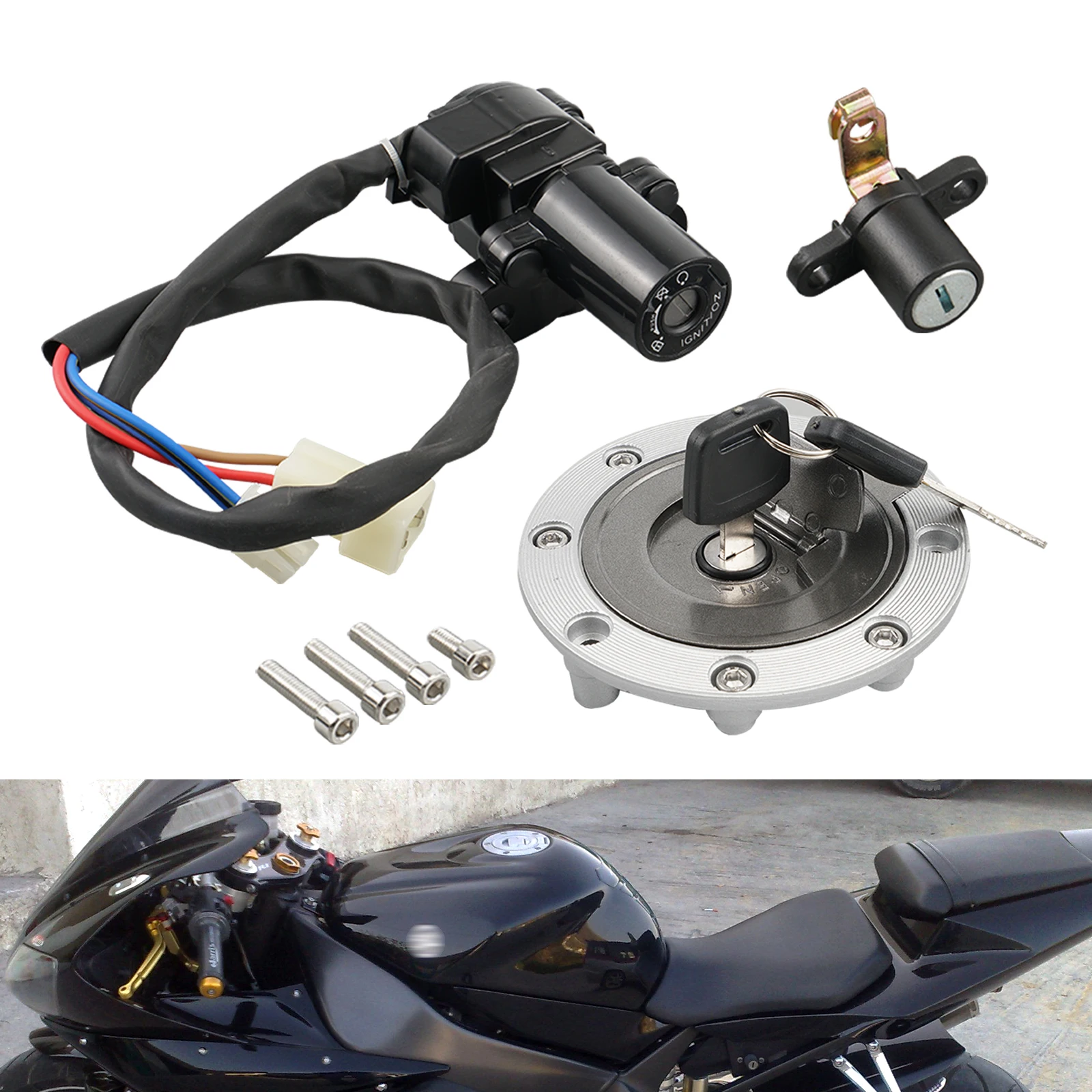 For 2003-2005 Yamaha YZF-R6 R6 Fuel Tank Cap Lid Lock Keys Ignition Switch for Yamaha YZF-R1 R1 1998 1999 2000 2001 2002 2003