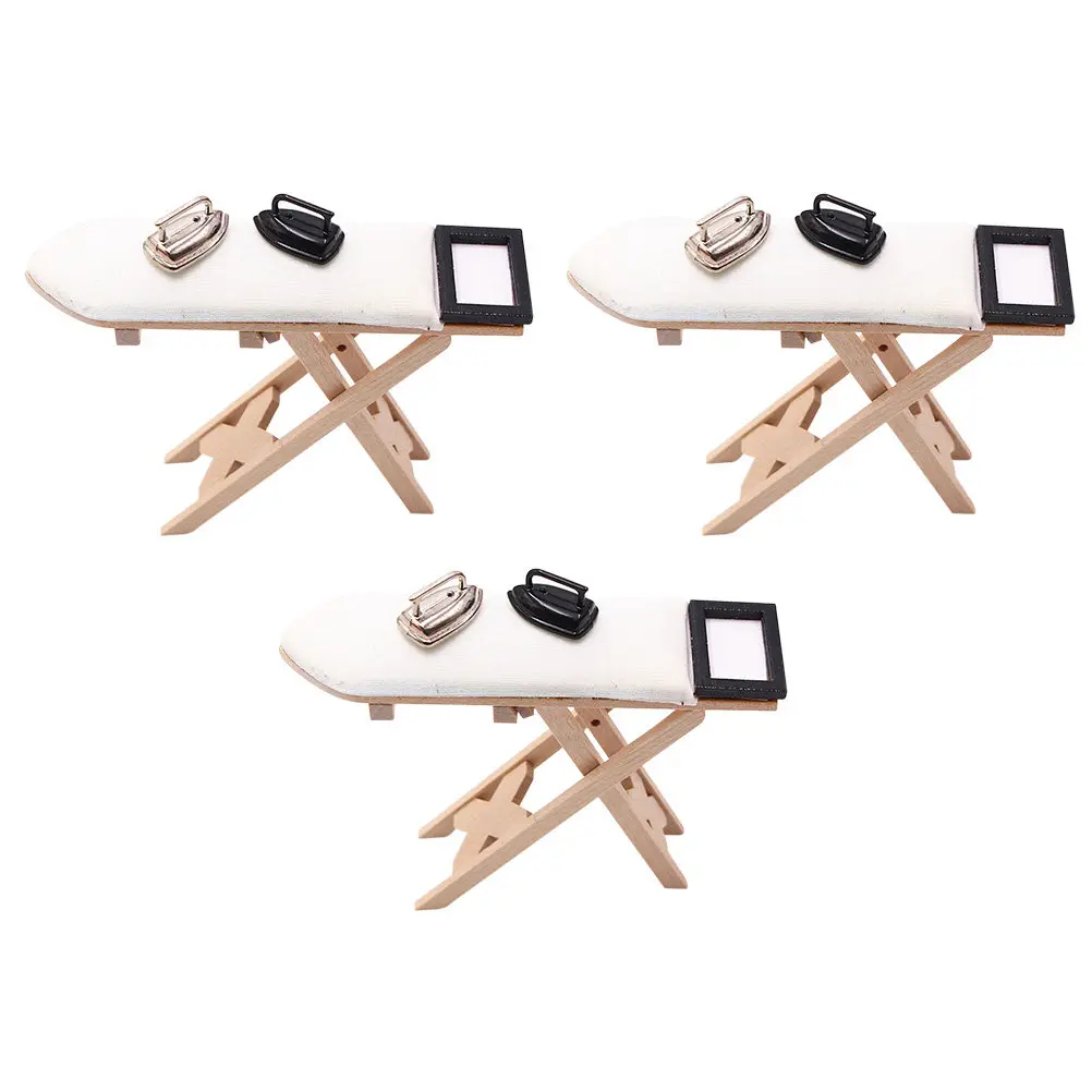 

Набор из 3 миниатюрных гладильных досок для мебели в масштабе 1:12 и 1:6, деревянные гладильные доски для декора миниатюрного дома, реквизит для фотосъемки, миниатюра