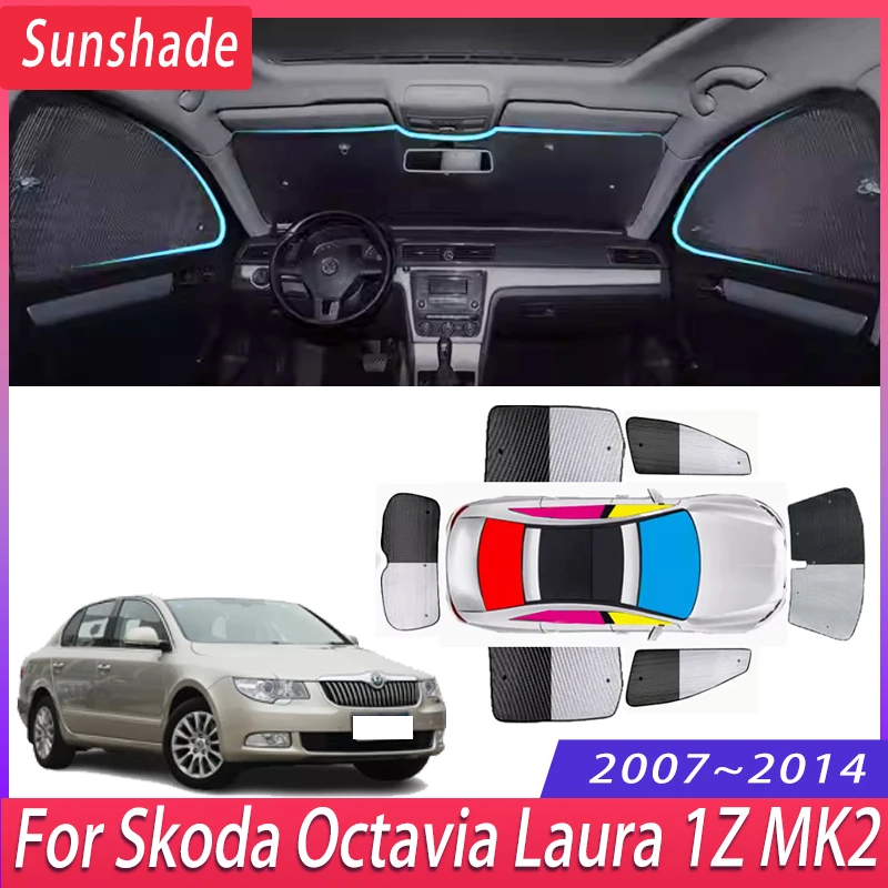 Car Sunshade For Skoda Octavia Laura 1Z 2007~2014 MK2 Heat Insulation Sun Protection Sunshade Windshield Visor Car Accessories