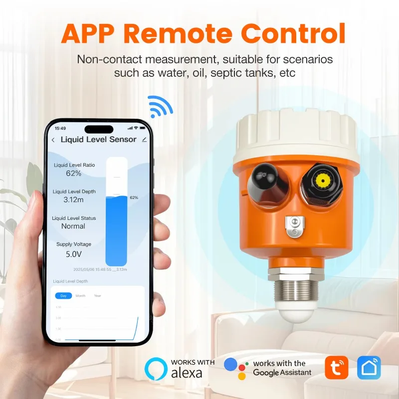 Smart Home Devices Tuya WiFi Alarm System Oil Fuel Water Tank Ultrasonic Radar Level Sensor Liquid Level Sensors
