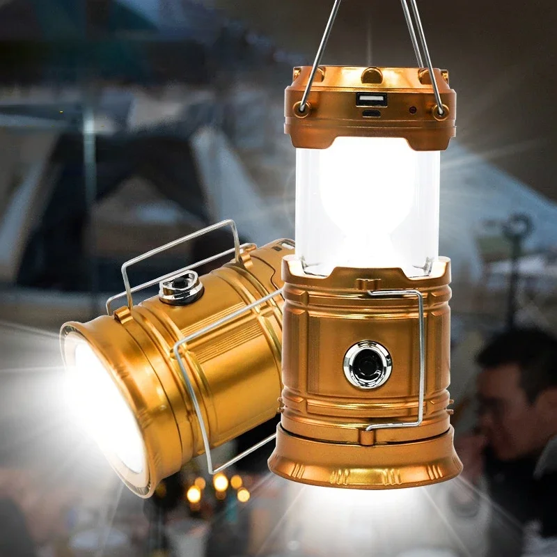 

Powerful LED Camping Lantern Outdoor Solar Camp Tent Lamp USB Rechargeable Portable Emergency Lights Stretch Hang Lantern