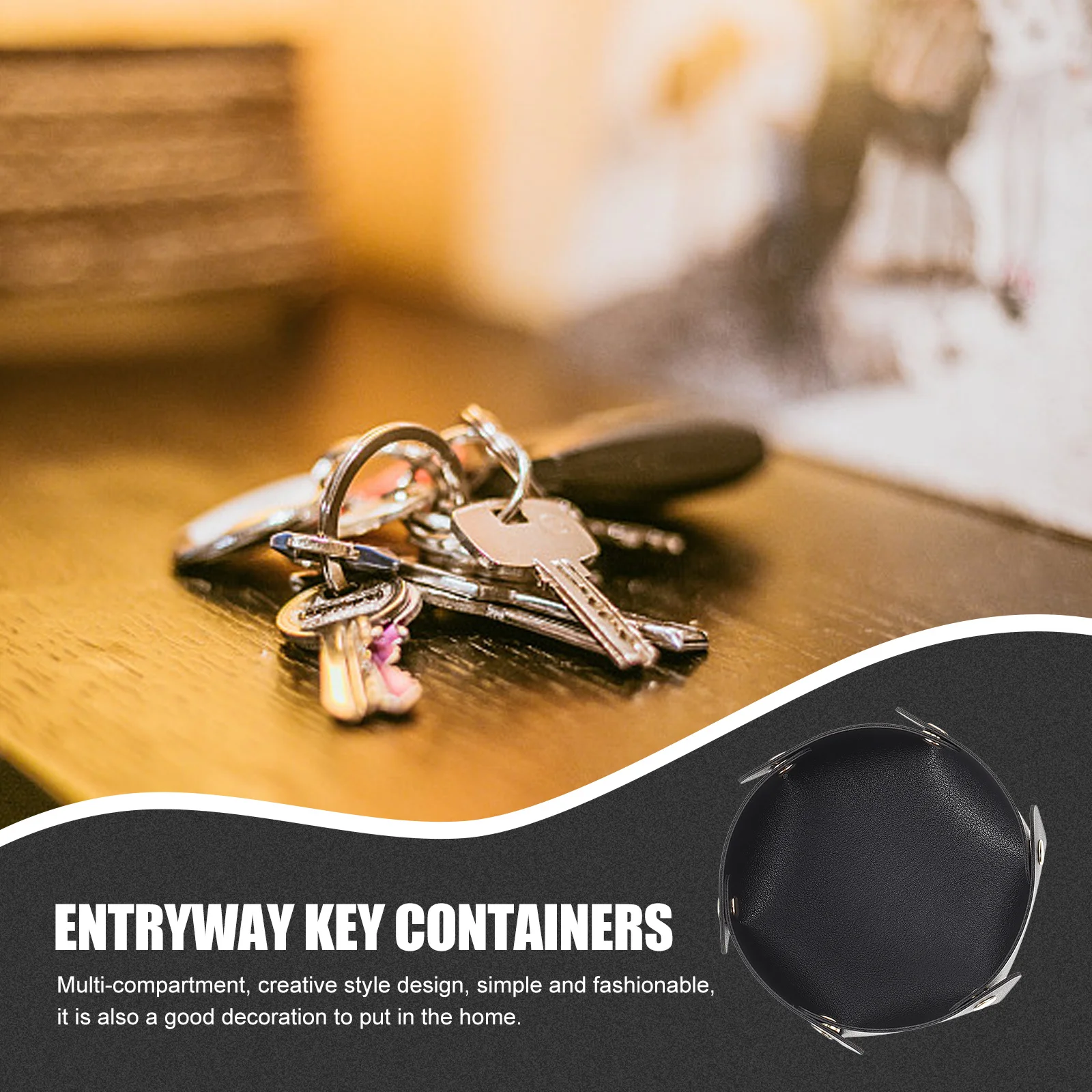 

2Pcs PU Desktop Key Storage Boxes Entryway Organizers Multi-Compartment Sundries Holders Practical Desk Containers