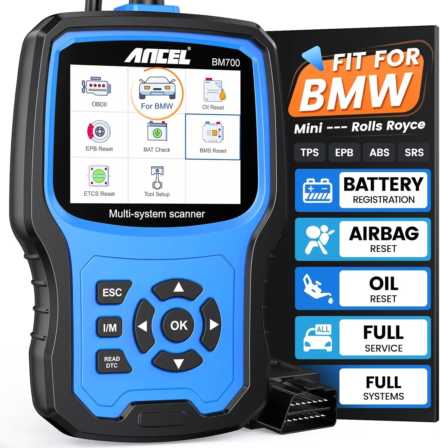 ANCEL BM700 PRO مناسب لماسح ضوئي BMW Obd2 أداة مسح تشخيص النظام الكامل تعزيز إعادة ضبط/صحيح CBS ، EGS ، قارئ رمز إعادة تعيين CAS #1