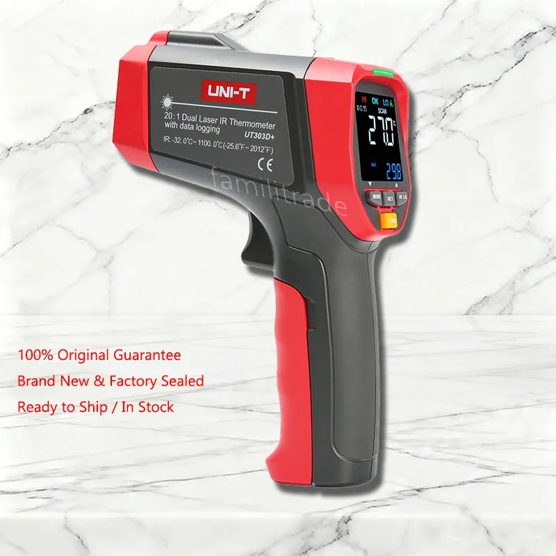 1PC NEW UNI-T UT303D+ In Stock Infrared Thermometer -32~1300℃ 30:1 D/S 99 Data Memory Dual Laser Original Box#familitrade