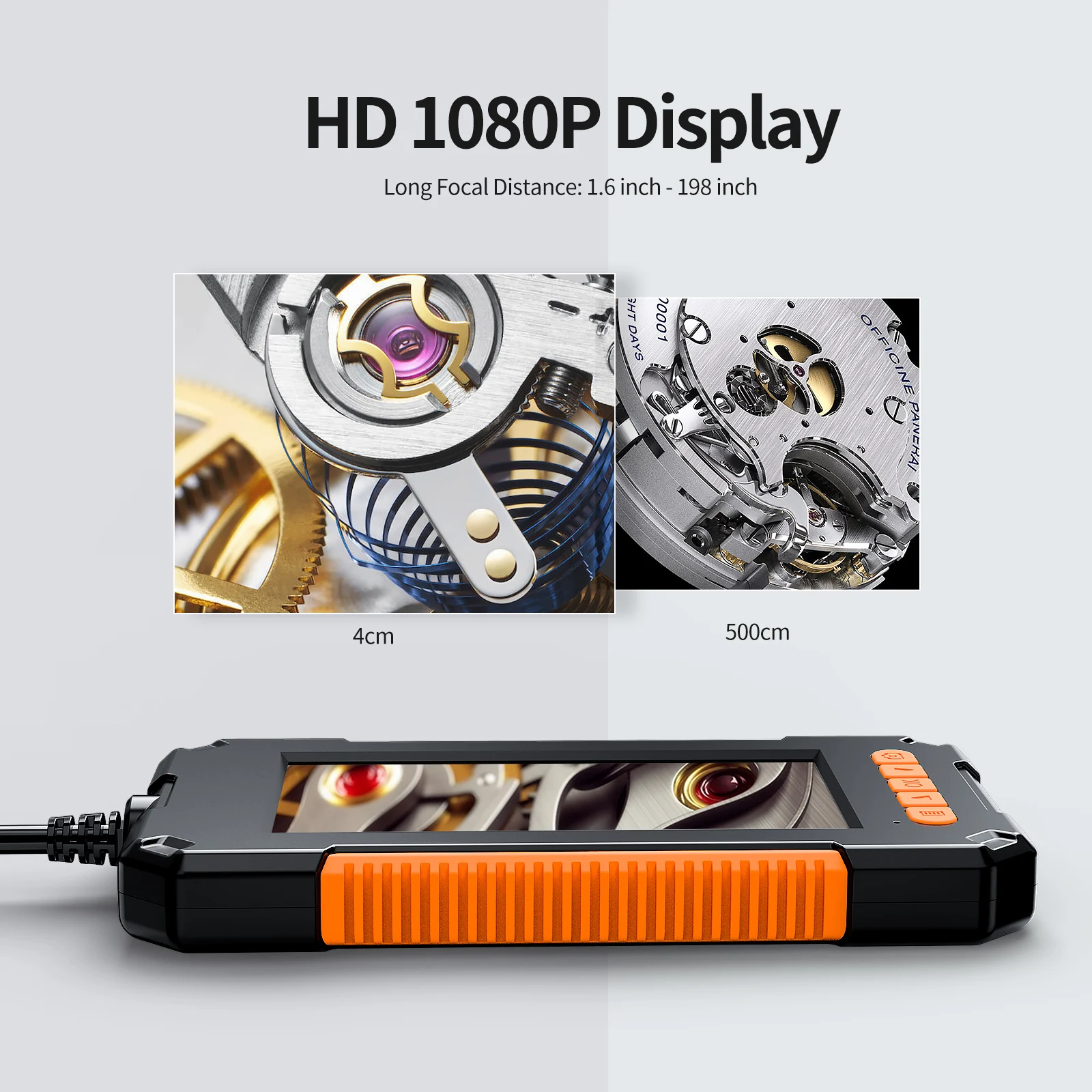1080P HD Endoscope Camera with Light 4.3'' Color LCD Borescope IP67 Waterproof Inspection Camera with 8 LED Support Take video