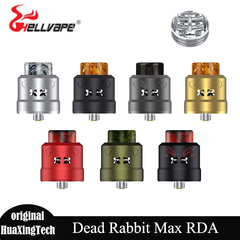 Hellvape Dead Rabbit Max RDA 7ml Dual Coil Terbaru Diameter 28mm 810 Drip Tip 0.2Ω Ni80 Clapton Coil E-cig Atomizer