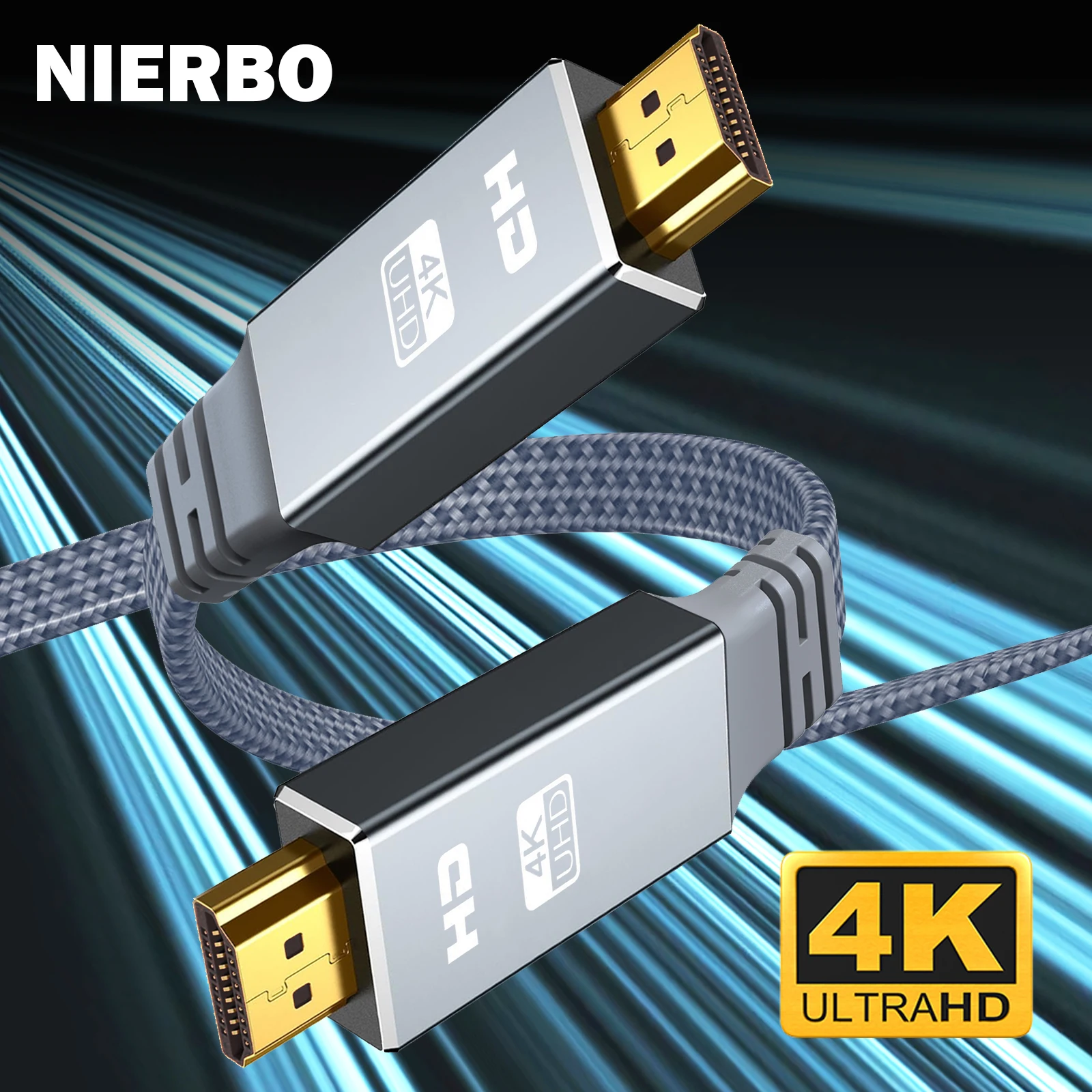 NIERBO 4K HDMI Cable Flat Slim HDMI 2.0 Cable High Speed 18Gbps HDMI to HDMI Cord Support 3D 4K@60Hz 2160P for UHD TV PS4 PS3