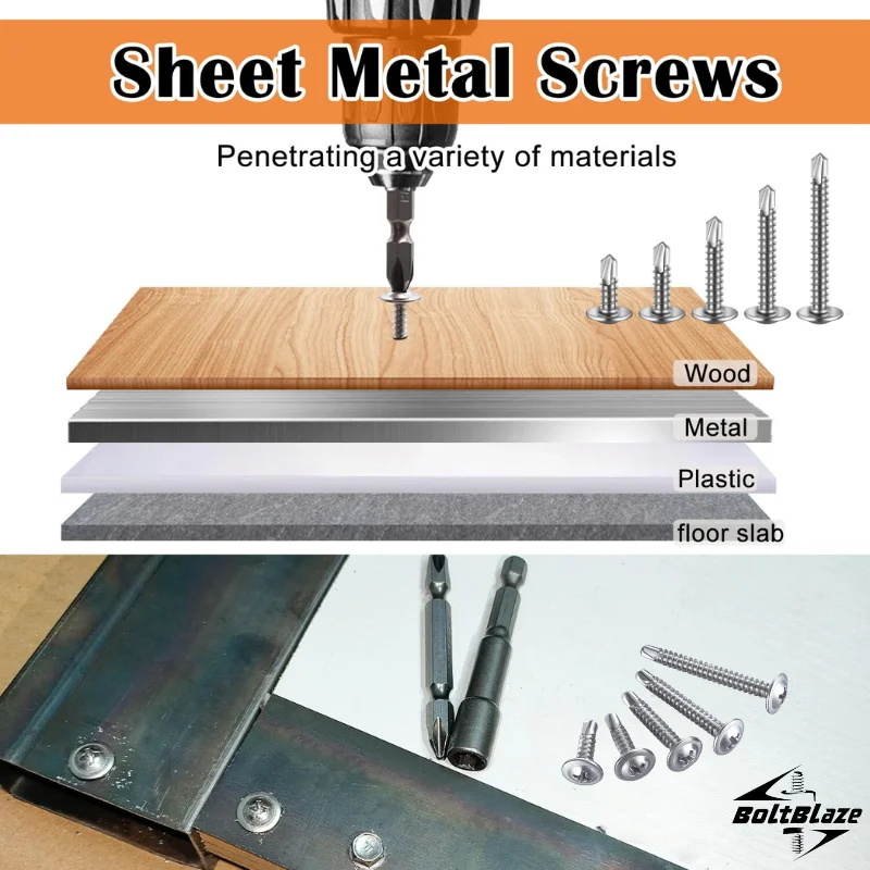 Sekrup 410 Stainless Steel Self-Tapping, #8 kepala Truss, 160 Pcs, 1/2 "sampai 1-1/2" Ukuran