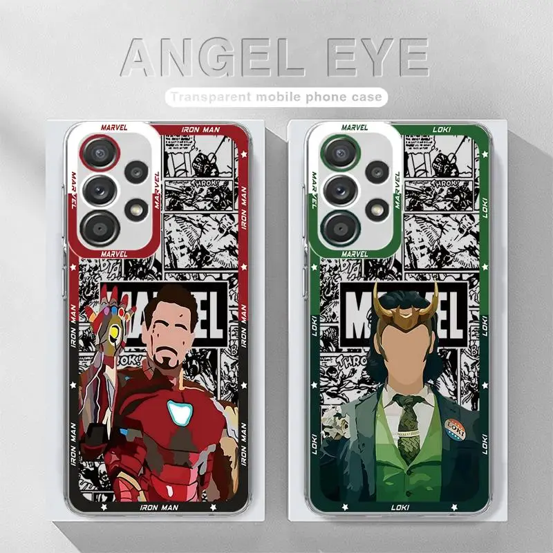 Marvel Iron Man Donnys Loki phone cases for Samsung A55 A25 A22 A15 A34 A14 A71 A52 A50 A12 A13 A32 A31 A73 Clear fundas cover