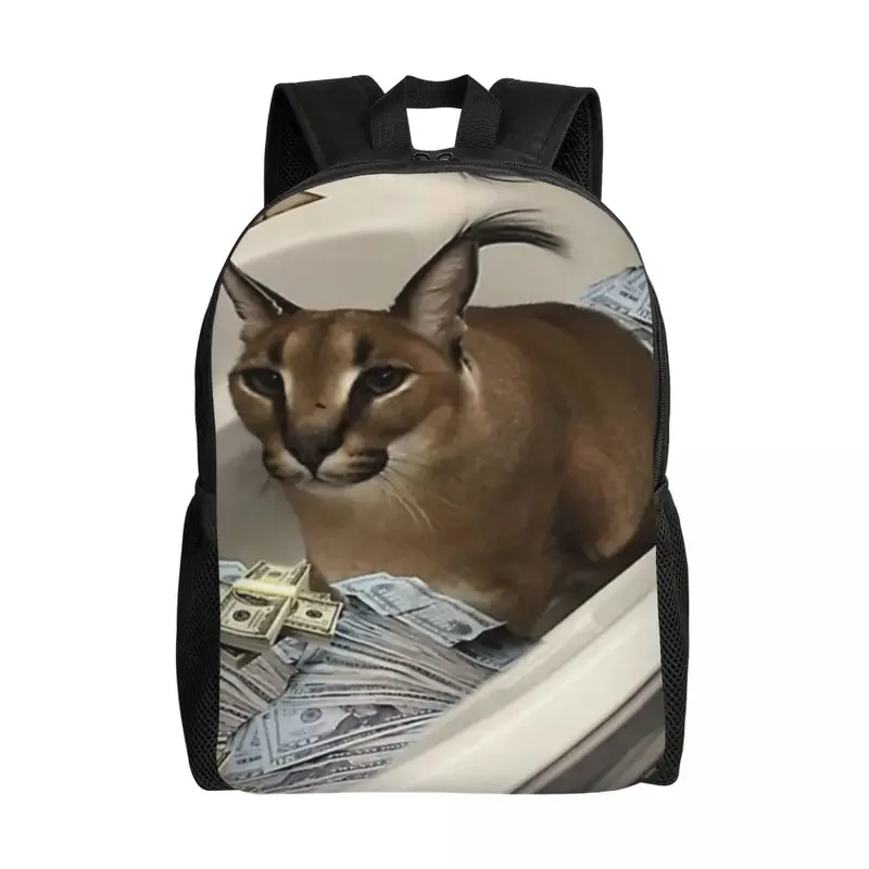 

Customized big floppa cash laptop backpack women men casual bookbag for school college student funny Caracal cat bag