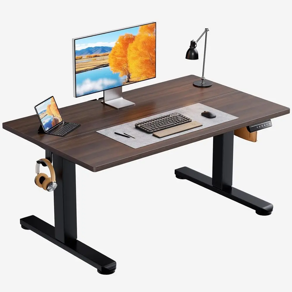 

Electric Height-Adjustable Desk, 18.9-28.4 Inches, 40x24 Inches, 4 Memory Settings, Storage Hooks, Suitable for Kids, Walnut Fin