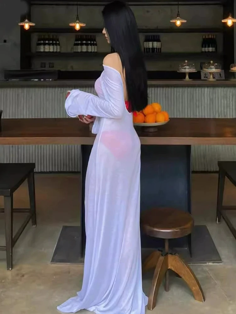 Women Sexy Backless Chic Dress Boho Beach Holiday Bikini Cover Ups Dress Elegant Bodycon Sun Protection Lady Club Party Vestidos