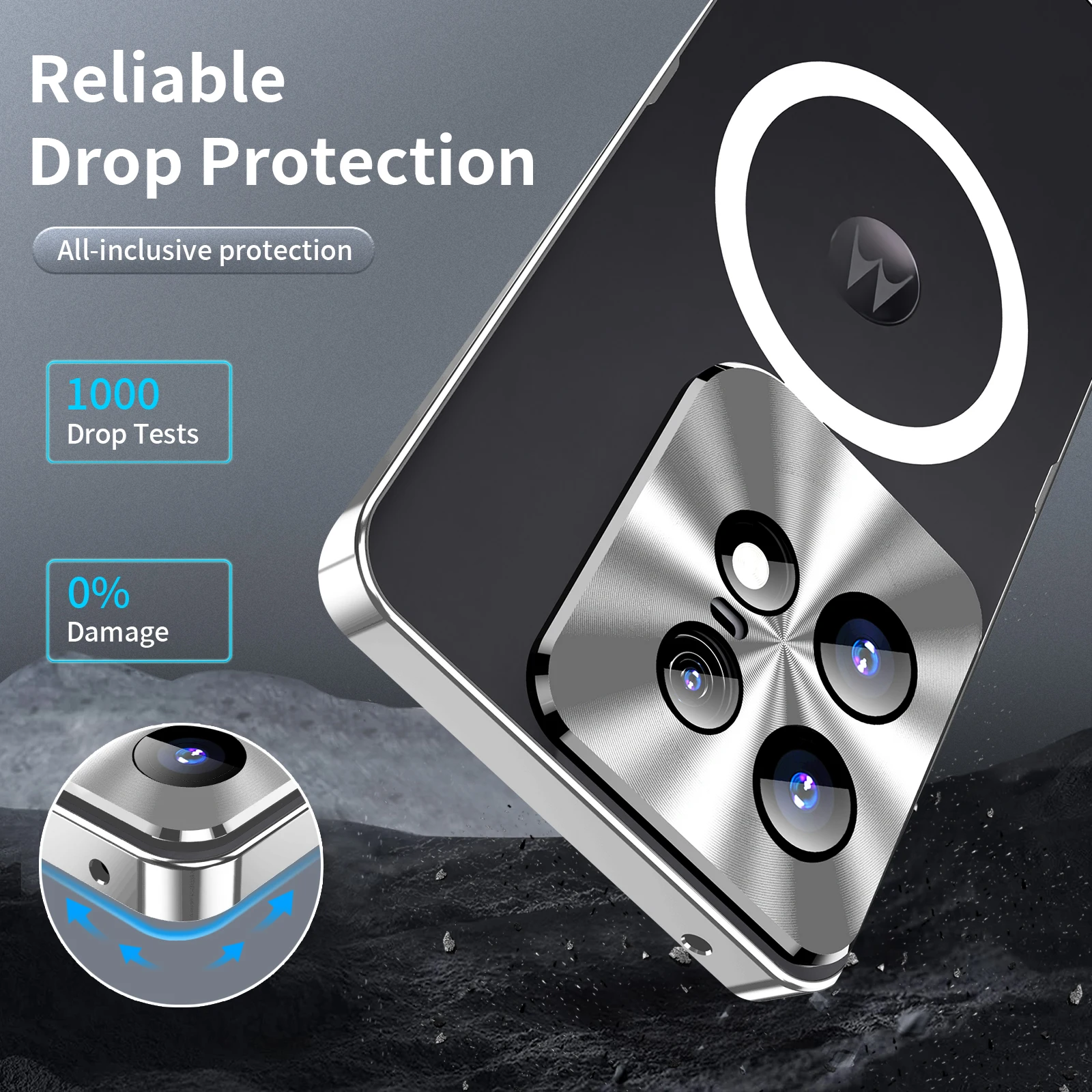 Metal Magnetic Magsafe Case For For Motorola Edge 50 Pro Aluminium Alloy Camera Lens Glass Film Cover For Moto Edge 50 Pro Coque